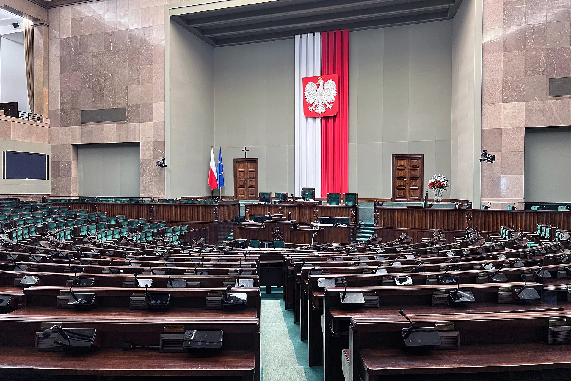 Sala posiedzeń Sejmu w Warszawie w 2023 roku