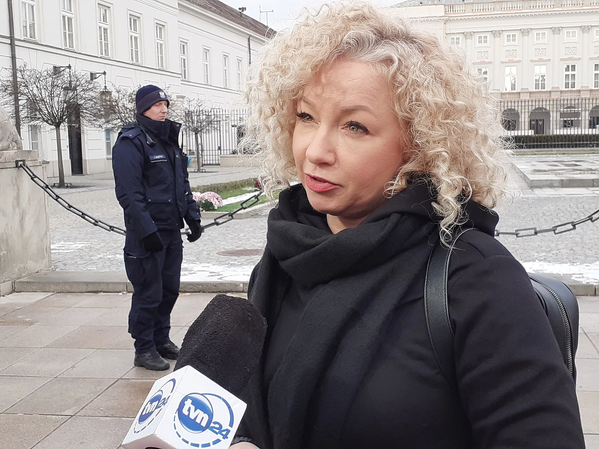 Katarzyna Kotula podczas wywiadu z TVN24 w 2022 roku